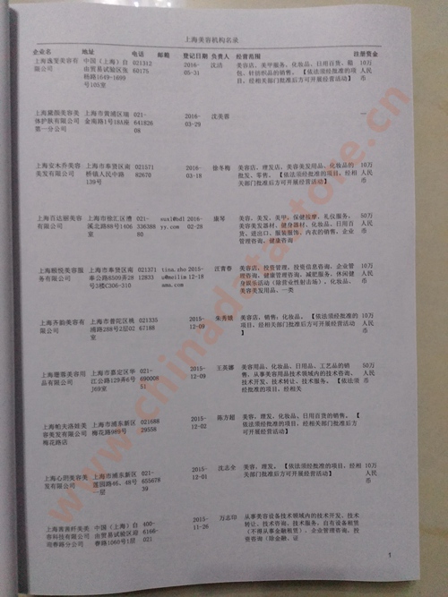 上海美容院企業黃頁收錄了最新的上海美容院企業名單，具有極高的營銷價值，實實在在提高銷售業績