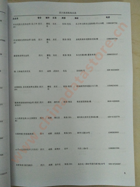 四川美容機構企業黃頁收錄了最新的四川美容機構企業名單，具有極高的營銷價值，實實在在提高銷售業績